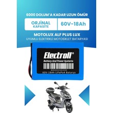 Electroll Motolux Alf Plus Lux Batarya (Standart Kapasite) Lifepo4 60V 18AH Elektrikli Motosiklet Bataryası