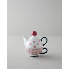 PremiumPort Şık Pembe ve Yeşil Bone China Demlik Seti, 400 Ml, 290 ml Kapasite