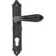 Ulugo Antika Tarz Dekoratif Pirinç Çiçekli Oda Kapı Kolu - 240X40 Mm, Oksit