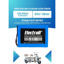 Electroll Stmax Elit Retro Batarya (Standart Kapasite) Lifepo4 60V 18AH Elektrikli Motosiklet Bataryası