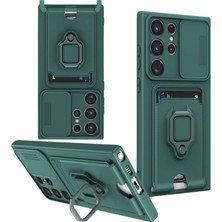 Ulugo Samsung Galaxy S25 Ultra Kılıf Zuma Kartvizitli Yüzüklü Silikon - Yeşil