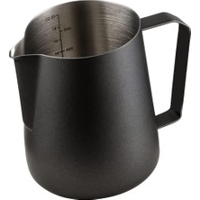 PremiumPort 304 Çelik 600 ml Siyah Teflon Kaplama Kahve Süt Köpürtme Potu