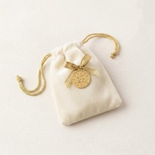 Ceyyiz Kadife Kına Kesesi Ekru 50 Adet - Içi Toz Kına Dolu Hediyelik - Altın Detaylı Lüks Kına Kesesi Seti