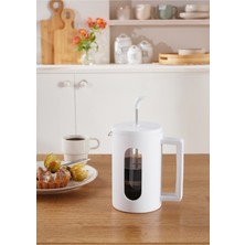 PremiumPort Beyaz French Press, 800 Ml, Bitki Çayı ve Filtre Kahve Demliği