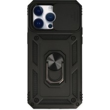 Ulugo Iphone 14 Pro Kılıf Pars Lens Yüzüklü Silikon - Siyah