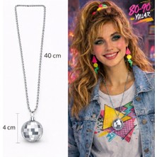 Ulugo Retro Disko Topu Şekilli 8039LER 9039LAR Gümüş Renk Plastik Kolye