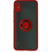 Ulugo Xiaomi Redmi 9A Kılıf Montreal Yüzüklü Silikon Kapak - Kırmızı