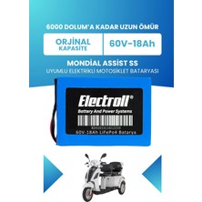 Electroll Mondial Assist Ss Batarya (Standart Kapasite) Lifepo4 60V 18AH Elektrikli Motosiklet Bataryası