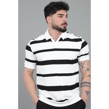 Stil Kombin Çift Renk Çizgili Apaç Yaka Tişört Gp 1042_30494