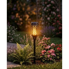 Marsilyan Dekoratif Solar Bahçe Meeşalesi Alev Efektli LED Otomatik Sensörlü Dış Mekan Aydınlatma