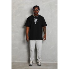 Giyim Center Erkek Baskılı T-Shirt Kısa Kol Bisiklet Yaka Regular Fit Tişört - Siyah