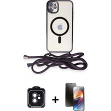 İlk El Grup Ieg™ iPhone 11 Kılıf Eksen Özel Seri - Siyah 3D Antistatik Mat Seramik Nano Ekran Koruyucu + Siyah Pvd Metal Kamera Lens