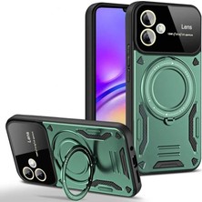 İlk El Grup Samsung Galaxy A06 Kılıf Joy Lens Standlı Kapak - Koyu Yeşil