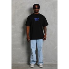 Giyim Center Erkek Baskılı T-Shirt Kısa Kol Bisiklet Yaka Regular Fit Tişört - Siyah