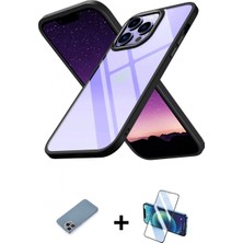 İlk El Grup Ieg™ iPhone 13 Pro Max Kılıf Nova Işık Serisi - Siyah 3D Antistatik Cam Ekran Koruyucu + Gökkuşağı Shine Kamera Lens Koruma Cam