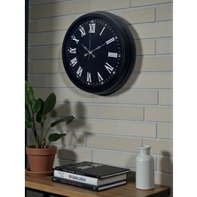 Senka Mey Ithalat® Luxury Black 40 cm Metal Duvar Saati