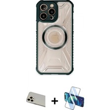 İlk El Grup Ieg™ iPhone 13 Pro Max Kılıf Kutup Modern - Siyah 3D Antistatik Cam Ekran Koruyucu + Rose Gold Rainbow Kamera Lens Koruma Cam