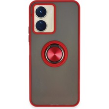 Sylar Vivo Y16 Kılıf Montreal Yüzüklü Silikon Kapak - Kırmızı