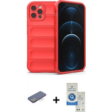 İlk El Grup Ieg™ iPhone 12 Pro Max Kılıf Atlas Koleksiyonu - Şeffaf Royal Nano Ekran Koruyucu + Mavi Renkli Kamera Lens Koruma Cam