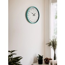 Senka Mey Ithalat® 36 cm Turkuaz 24 Saat Göstergeli Özel Tasarım Duvar Saati