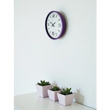 Senka Mey Ithalat® 36 cm Mor Dekoratif Duvar Saati