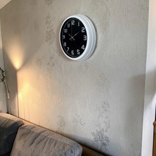 Senka Mey Ithalat® White Contrast 40 cm Metal Duvar Saati