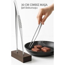 Senka Mey Ithalat® Paslanmaz Çelik Şef Cımbızı 30 cm – Mutfak Maşası Kızartma Maşası