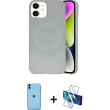 İlk El Grup Ieg™ iPhone 11 Kılıf Ufuk Serisi - Siyah 3D Antistatik Seramik Nano Ekran Koruyucu + Mavi Neon Fosforlu Kamera Lens