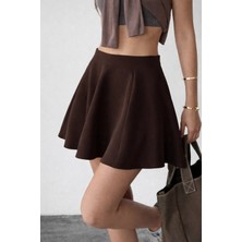 Hazel Kadın Kahverengi Kloş Mini Etek