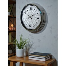 Senka Mey Ithalat® Asil Motif Krom 40 cm Metal Duvar Saati