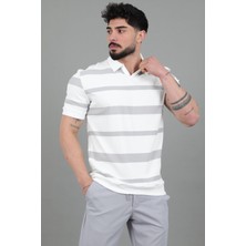 Stil Kombin Çift Renk Çizgili Apaç Yaka Tişört Gp 1042_30494