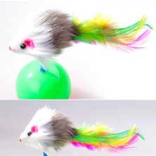 Senka Mey Ithalat® Kedi Oyun Topu Tüylü Fareli Hacı Yatmaz Eğitici Yavru Kedi Fare Kovalama Oyuncağı