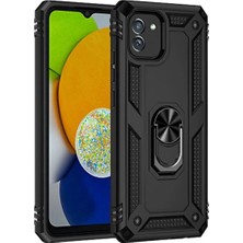 Ulugo Samsung Galaxy A03 Kılıf Sofya Yüzüklü Silikon Kapak - Siyah