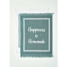 Bella Maison Happiness Pamuklu Kurulama Bezi 2'li Yeşil 40x50 cm Düz Model Yüzey Temizliği İçin