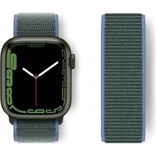 Ulugo Watch 38MM Hasırlı Cırtcırtlı Kordon - Mavi-Yeşil