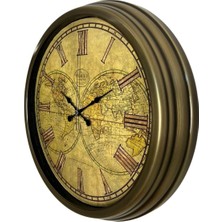 Senka Mey Ithalat® Vintage Atlas Majestic 40 cm Metal Duvar Saati