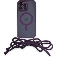 Ulugo Iphone 14 Pro Kılıf Divo Lazer Askılı Magsafe Kapak - Derin Mor
