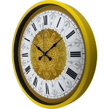 Senka Mey Ithalat® Sarı 36 cm Desenli Dekoratif Duvar Saati