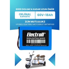 Electroll Zlin Mutluluk2 Batarya (Standart Kapasite) Lifepo4 60V 18AH Elektrikli Motosiklet Bataryası