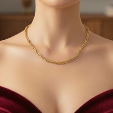 Lorivelle Kadın Valentino Zincir Çelik Kolye 45 cm | A Kalite Altın Kaplama Kararmaz Italyan Yassı Ezme Model