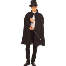 SHC4200 Siyah Sihirbaz Pelerini Sihirbaz Şapkası - Yetişkin Boy