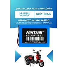 Electroll Rmg Moto Gusto Rapido Batarya (Standart Kapasite) Lifepo4 60V 18AH Elektrikli Motosiklet Bataryası