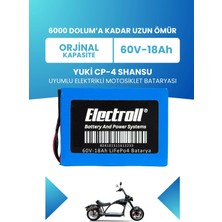 Electroll Yuki Cp-4 Shansu Batarya (Standart Kapasite) Lifepo4 60V 18AH Elektrikli Motosiklet Bataryası