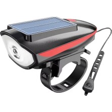 ForteGT Forte Gt Bisiklet Ön Farı 250 Lm Korna 140DB USB Solar Şarjlı Kırmızı Xbyc 6163