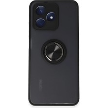 Ulugo Realme C53 Kılıf Montreal Yüzüklü Silikon Kapak - Siyah
