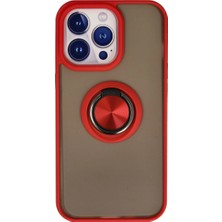 Ulugo Iphone 15 Pro Kılıf Montreal Yüzüklü Silikon Kapak - Kırmızı