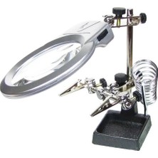 Ulugo Ayarlanabilir Başlıklı Elektronikçi Yardım Lehim Standı ile Ledli Büyüteç