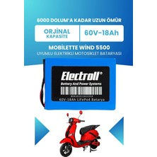 Electroll Mobilette Wind 5500 Batarya (Standart Kapasite) Lifepo4 60V 18AH Elektrikli Motosiklet Bataryası