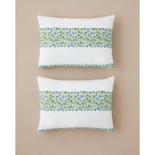 English Home Forest Blossom Kolay Ütülenir 2'li Yastık Kılıfı 50X70 cm Mavi - Yeşil