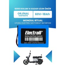 Electroll Mondial Ritual Batarya (Standart Kapasite) Lifepo4 60V 18AH Elektrikli Motosiklet Bataryası